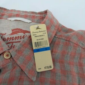 NEW Tommy Bahama Mens Linen XL Gingham Check Long Sleeve Button Up Shirt NWT